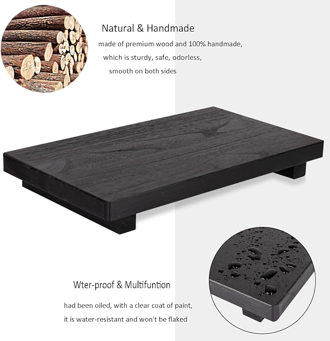 zoocatia Small Wood Tray Pedestal Stand Farmhouse Bathroom Decor Decorative - Image 2