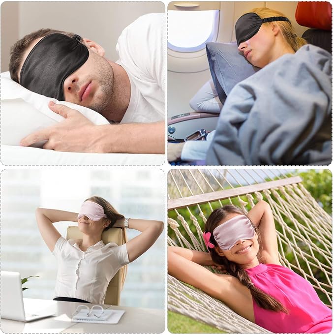 Silk Satin Sleeping Mask Eye Mask Set Include 2 Blindfold Eyeshade Elastic - Image 5