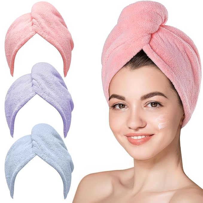 Hicober Microfiber Hair Towel, 3 Packs Hair Turbans by Hicober
