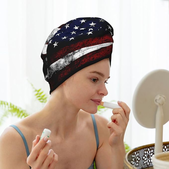 American Flag Hair Towel Wrap, Absorbent Hair Drying Towel, Microfiber Hair - Image 7