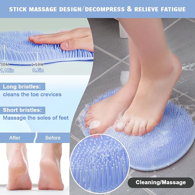 1 Pcs Shower Back & Foot Scrubber, Wall Mounted Back Scrubber Silicone Bath - Image 5