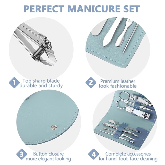 12 Set Manicure Set Bulk Mini Manicure Nail Clipper Kit 7 in 1 Stainless Steel - Image 3