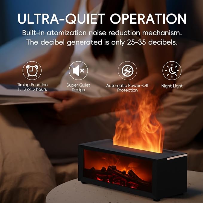 YALEDI Essential Oil Diffuser, 7 Colors Fireplace Flame Fire Oil Diffuser - Image 4