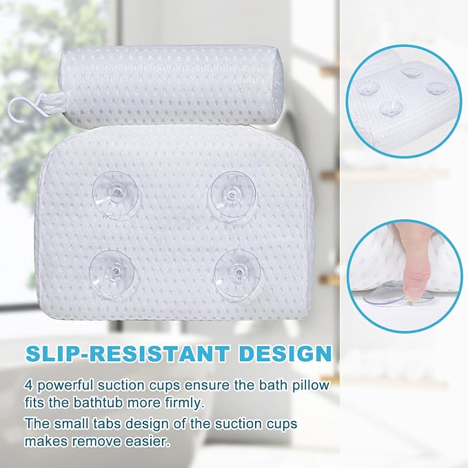 Bath Pillow for Tub Support Neck and Back, Bathtub Pillow Bath Accessories for - Image 3