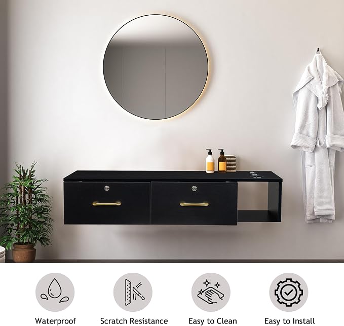 Wall Mount Styling Station for Hair Stylist, Wooden Hair Salon Station Storage - Image 8