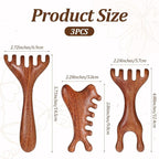 3 Pack Wooden Massager Comb Gua Sha Scraping Massages 6 Claws Meridian Massager - Image 2