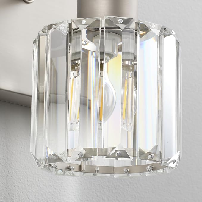 PRESDE Modern Crystal 5-Light Bathroom Light Fixtures Brushed Nickel Vanity - Image 6