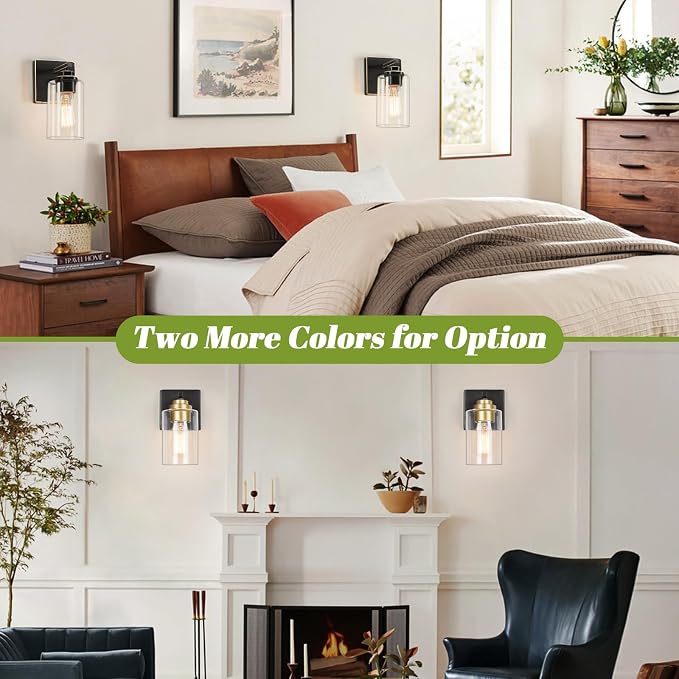 Set of 2 Wall Sconces for Bathroom, Modern Vanity Light Fixtures, Farmhouse - Image 3