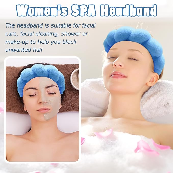 Zkptops Spa Headband for Washing Face Wristband Set Sponge Makeup Skincare - Image 3