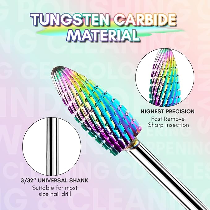 Makartt Nail Drill Bits Set:10Pcs Dimond Tungsten Carbide Nails Bits, 3/32 Inch - Image 2