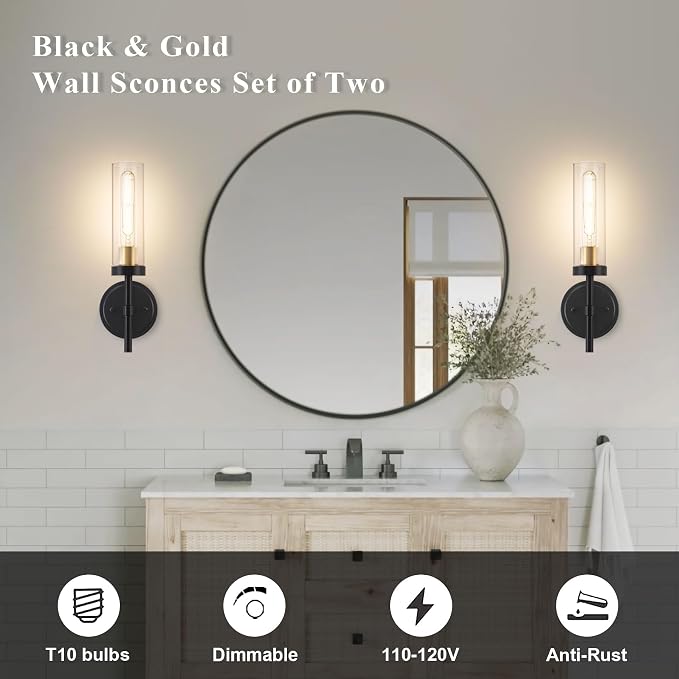 Hardwired Wall Sconces Set of Two, Modern Farmhouse Wall Mount Lights - Image 2