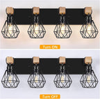 FadimiKoo 4-Light Farmhouse Bathroom Light Fixtures Over Mirror, Rustic Wood - Image 4