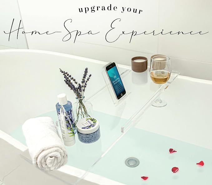 40" Supreme - Clear Acrylic Bathtub Tray Caddy Tub Shelf, Spa Board Luxury - Image 2