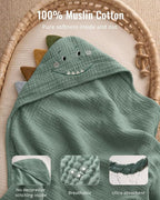 Blissful Diary Muslin Baby Hooded Towel, Soft and Absorbent Bath Towel - Image 2