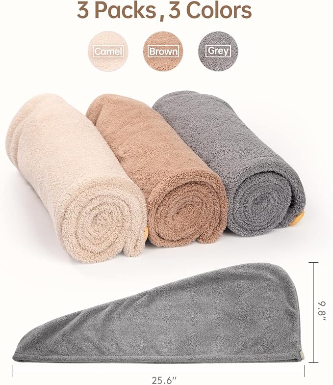 YFONG 3 Pack Hair Drying Towels, Hair Towel - Image 5