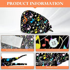 Adjustable Scrub Cap with Buttons & Sweatband, Working Hat with Elastic Tie Back - Image 2