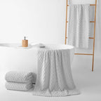 REDKISS 4 Pack Gray Microfiber Bath Towels - Image 4