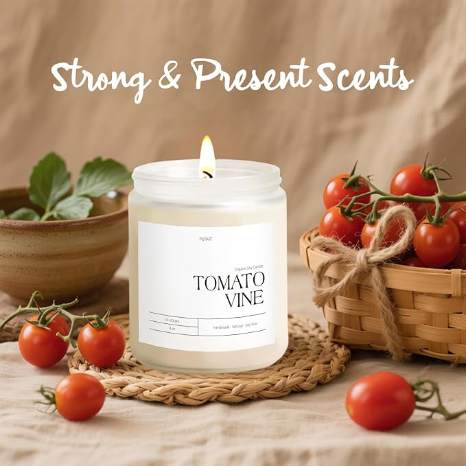 Tomato Vine Candles for Home Scented, Natural Soy Wax Aromatherapy Non Toxic - Image 2