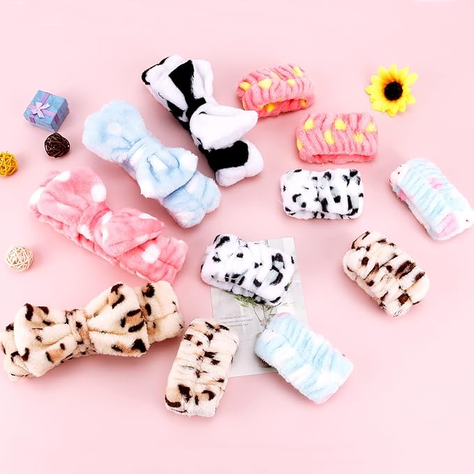 12PCS SPA Headband and Wristband Set Super Cute Soft Microfiber Makeup Headband - Image 2
