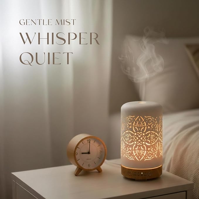 Earnest Living Essential Oil Diffuser White Ceramic Diffuser 100 ml Timers - Image 4
