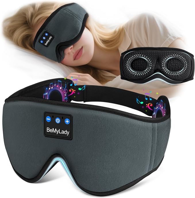 Sleep mask Headphones, 100% Blackout 3D Zero Eye Pressure Bluetooth Sleep mask by BeMyLady