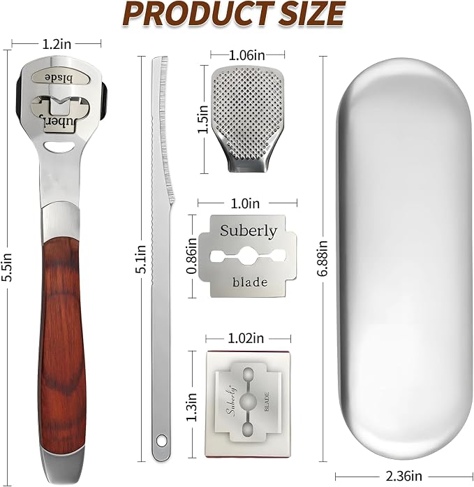 Callus Shaver with Wooden Handle，Pedicure Foot File Kit，Foot File Callus - Image 2
