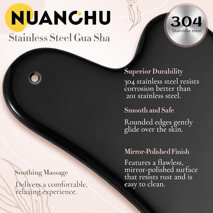 Nuanchu Stainless Steel Gua Sha Facial Tool, Metal Gua Sha - Image 6