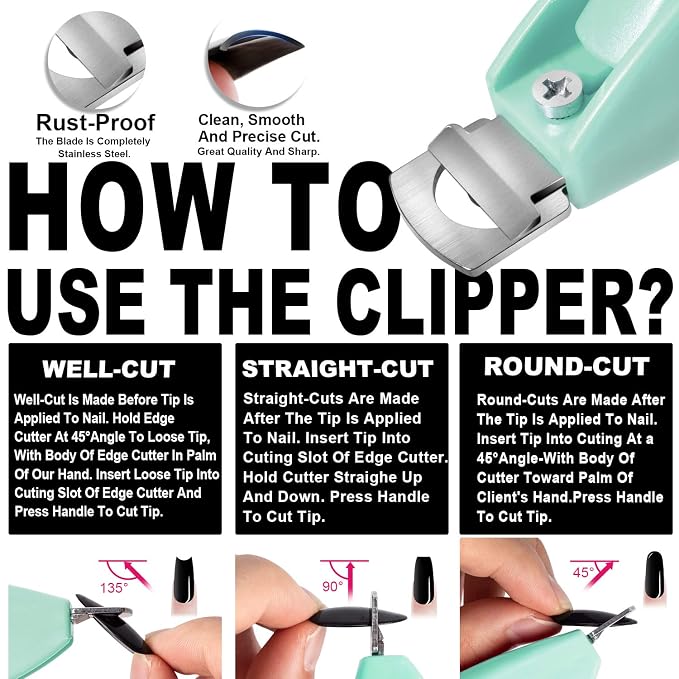 Green Adjustable Artificial Acrylic Fake Nail False Nail Tip Clipper Cutter - Image 2