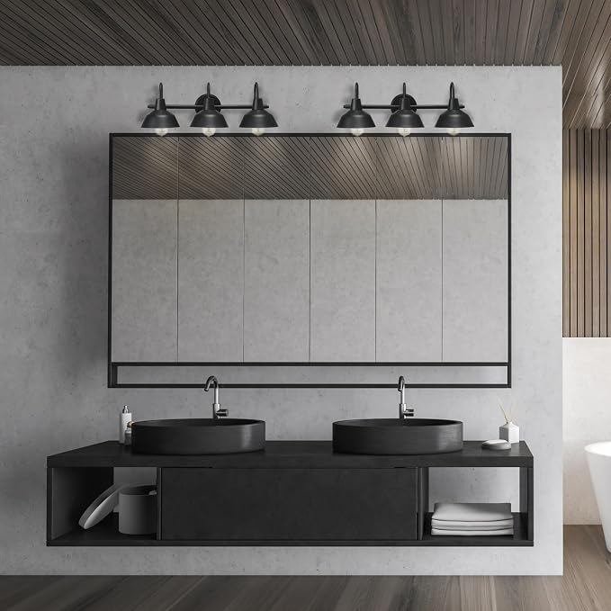 Globe Electric 65554 Barnyard 3-Light Vanity Light, Matte Black - Image 3