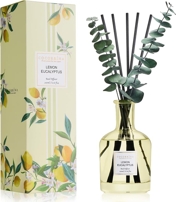 COCORRÍNA Lemon Eucalyptus Reed Diffuser – 6.76 oz Essential Oil by COCORR%C3%8DNA