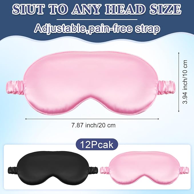 Cutecrop 12 Pcs Silk Sleep Masks Soft Satin Eye Masks - Image 3