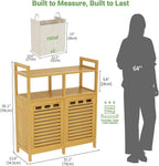 Homykic Tilt Out Laundry Hamper Cabinet, Bamboo Double Laundry Hamper - Image 7