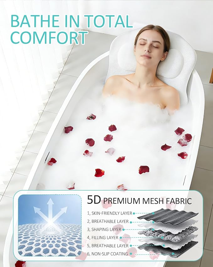 Full Body Bath Pillow for Bathtub, 5D Thick Tub Pillow for Bathtub - Image 9