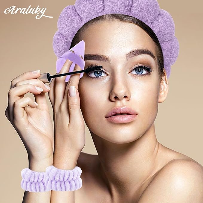7Pc Puffy Spa Headband and Wristband Set - Image 7