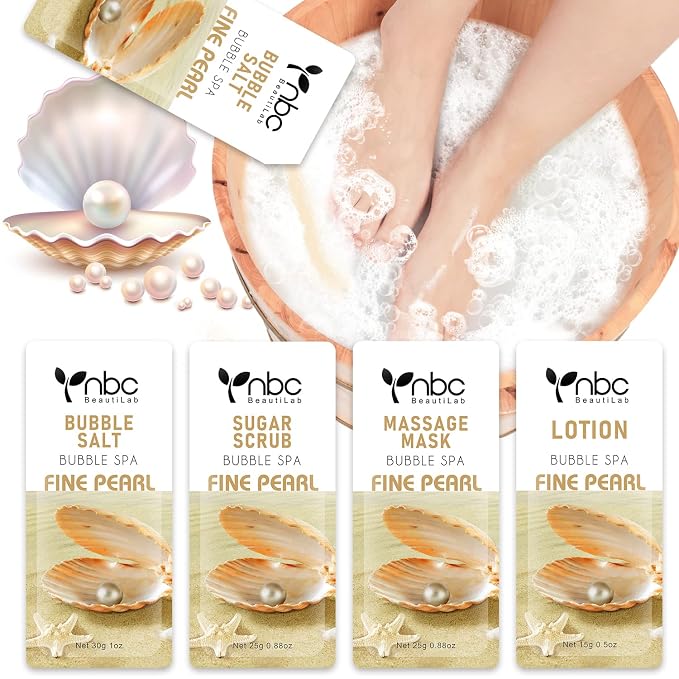 Pedicure Kit Foot Soak Set: Bubble Salt, Sugar Scrub, Massage Mask, Massage by nbcBeautiLab