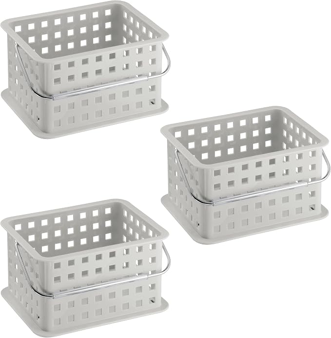 iDesign Plastic Handle-Portable Shower Caddy-Set of 3-Light Gray Basket - Image 9