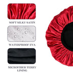 Three-Layer Terry Cloth Lined Satin Shower Cap, - Image 3