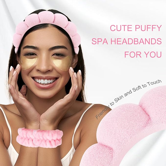 6Pcs Spa Headband and Wristband set, Terry Cloth Skincare Makeup Headbands - Image 4