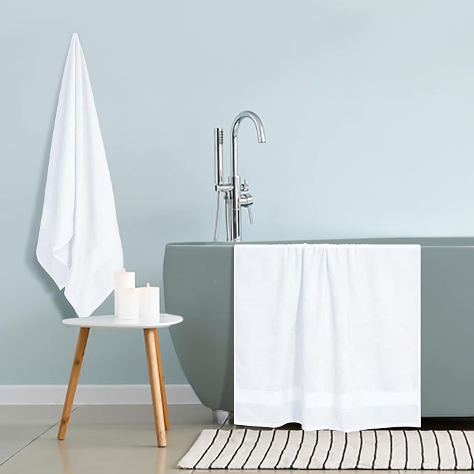 GLAMBURG Premium Cotton Oversized 2 Pack Bath Sheet 35x70-100% Pure Cotton - Image 4