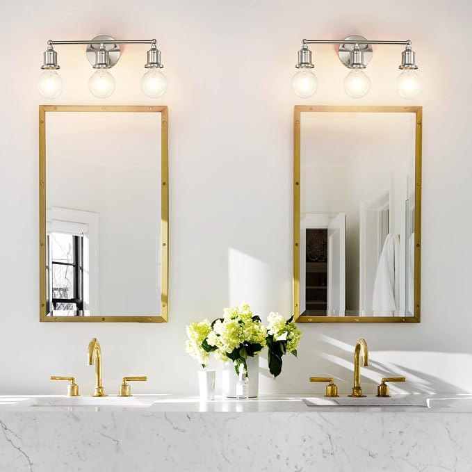 3-Light Vanity Light Fixture, Modern Brushed Nickel Wall Sconce Light Fixture - Image 7