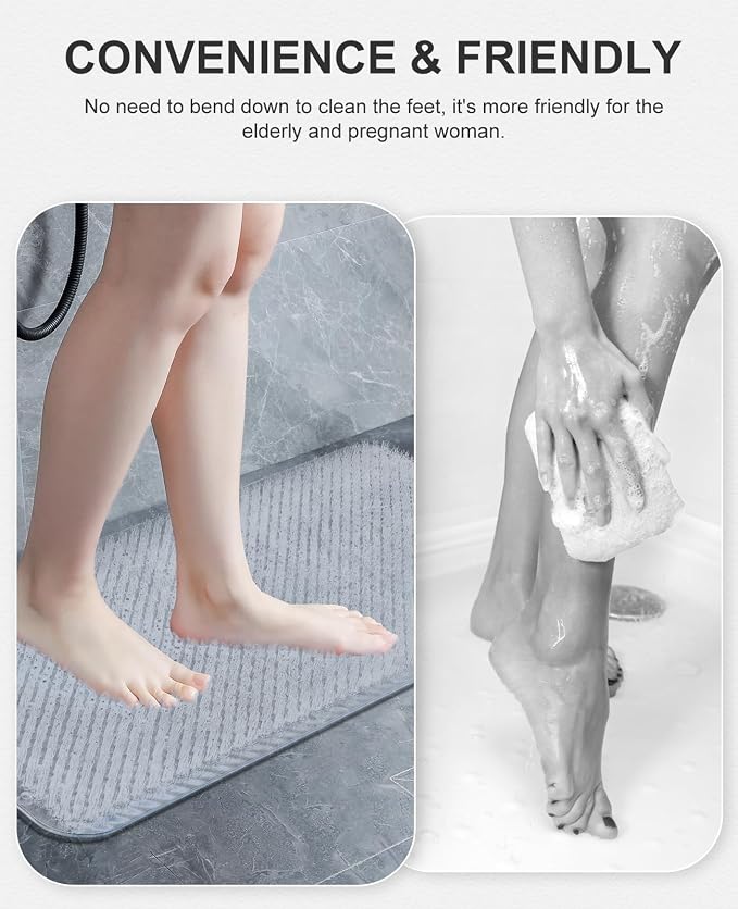 OTHWAY Non Slip Grassy Bathtub Mat : 25.6X13.4 inches Sturdy But Soft Bath - Image 6