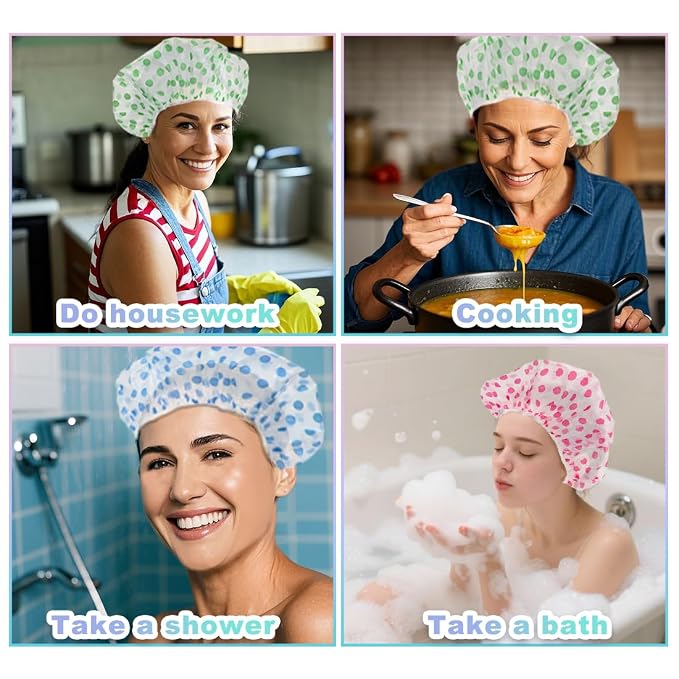 18 Pack Shower Caps for Women, Waterproof Reusable & Disposable Adjustable Bath - Image 7