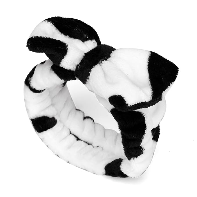 4PCS Cow Print Headbands for Washing Spa Face Wristband Set, Bath Makeup - Image 3