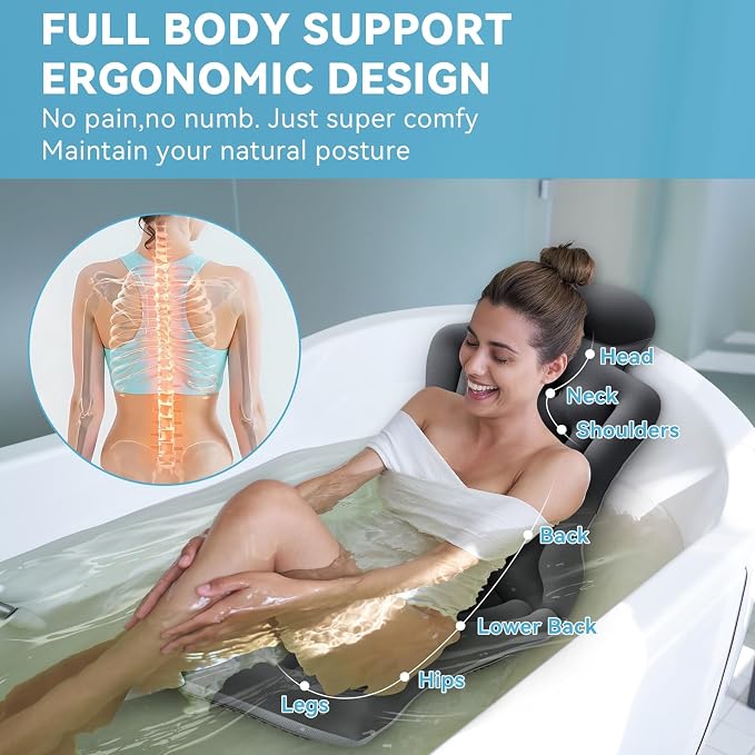 Full Body Bath Pillow for Bathtub RUVINCE Ergonomic Luxury Bathtub Pillow - Image 2