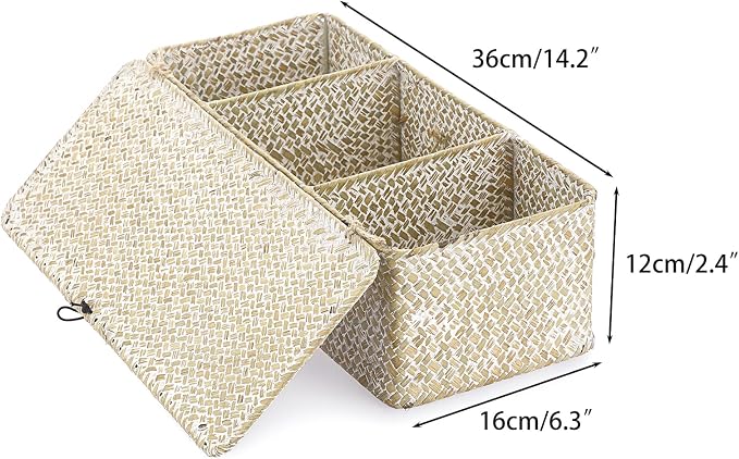 Sumnacon Small Woven Basket for Shelf Wicker Shelf Storage Basket - Image 3