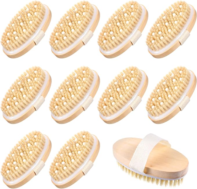 Sibba 10 Pack Dry Brushing Body Brush, Natural Bristle Exfoliating Brush by Sibba