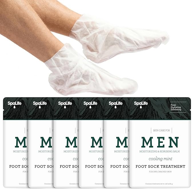 Spa Life Men's Cooling Mint Foot Repair Balm and Moisturizing Socks Set by SpaLife