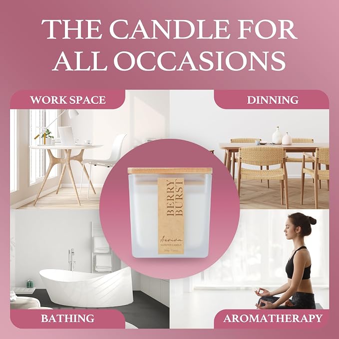 Scented Candle, 7.04 oz Berry Burst Aromatherapy Candle, Natural Soy Wax - Image 4