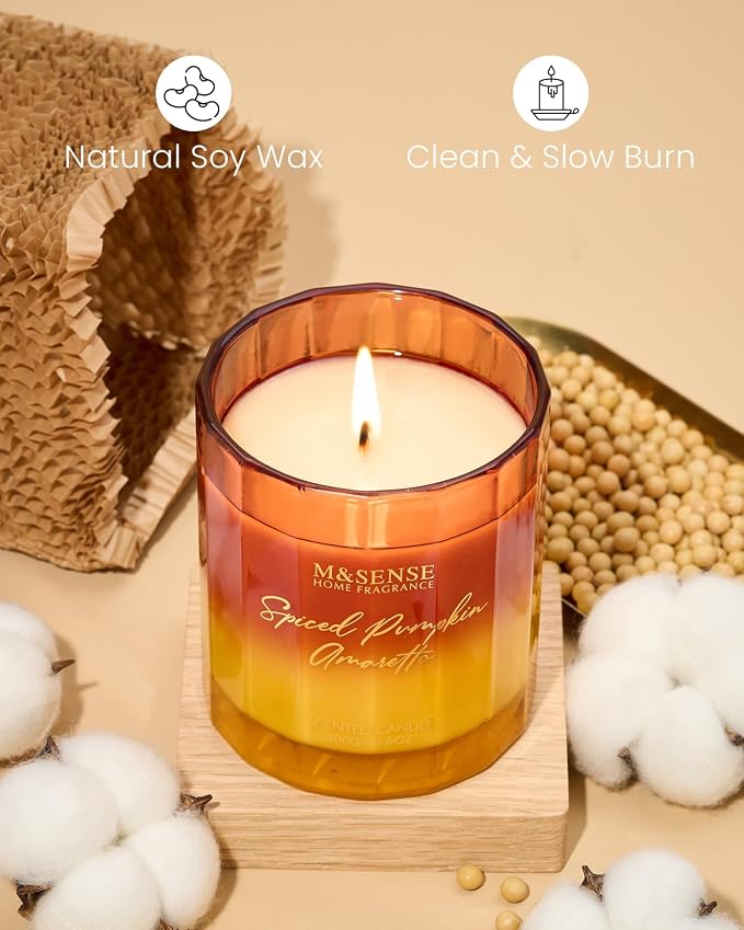 M&SENSE Spiced Pumpkin Fall Scented Candles Natural Soy Wax Non Toxic, 10.6oz - Image 3