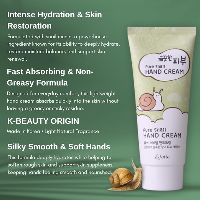 esfolio Pure Skin Snail Hand Cream – Deep Moisturizing & Restoring Hand Lotion - Image 4